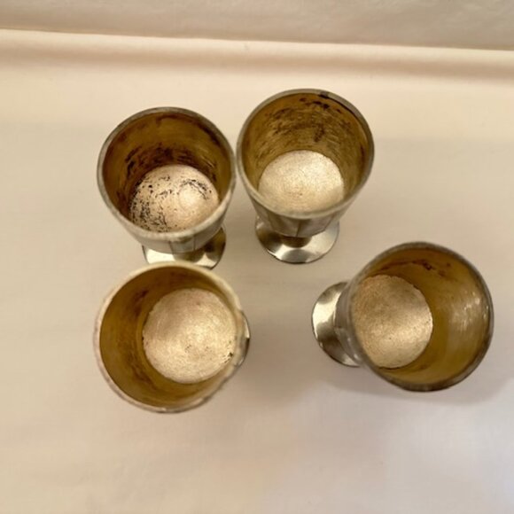 Set of Four Vintage Silver Abalone Shell Goblets - Picture 6 of 9